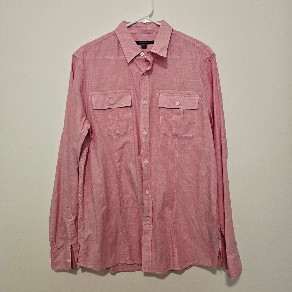 John Varvatos Mens Button Down Long Sleeve Light Red